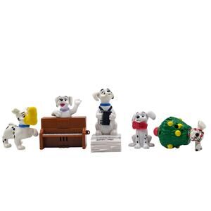 Walt Disney 101 102 Dalmatians Toy Figure Lot of 5 Piano Newspaper Christmas